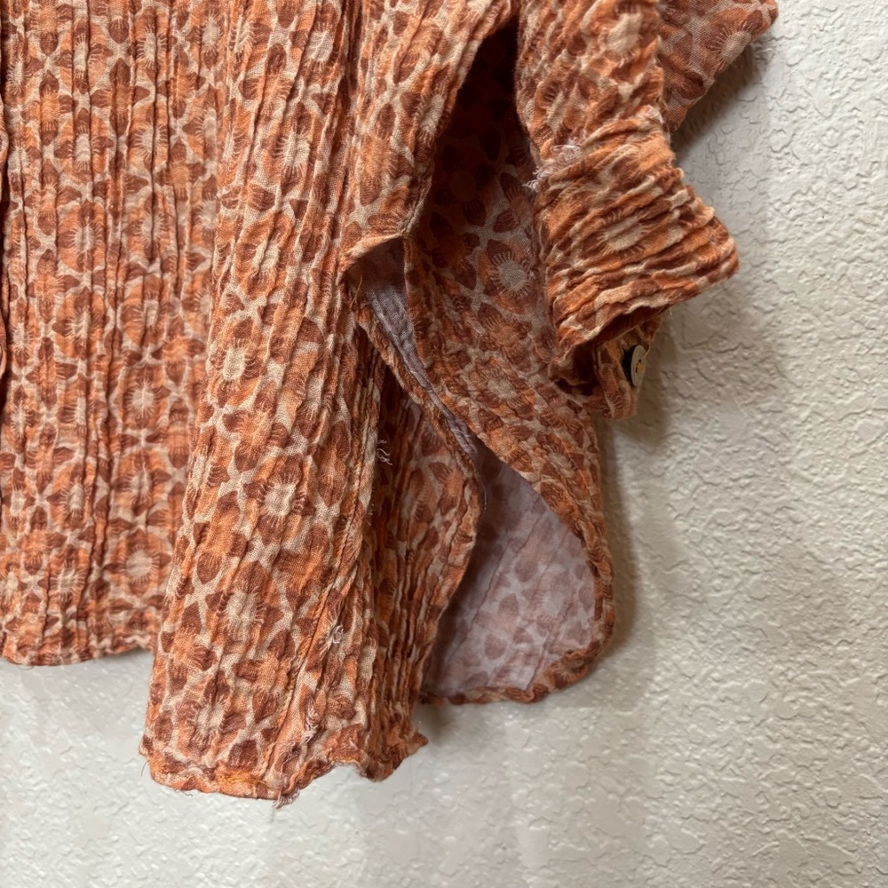FREE PEOPLE INTIMATELY LINEN BUTTON UP TUNIC Medium Boho Coastal Grandma Hippie - Picture 3 of 9